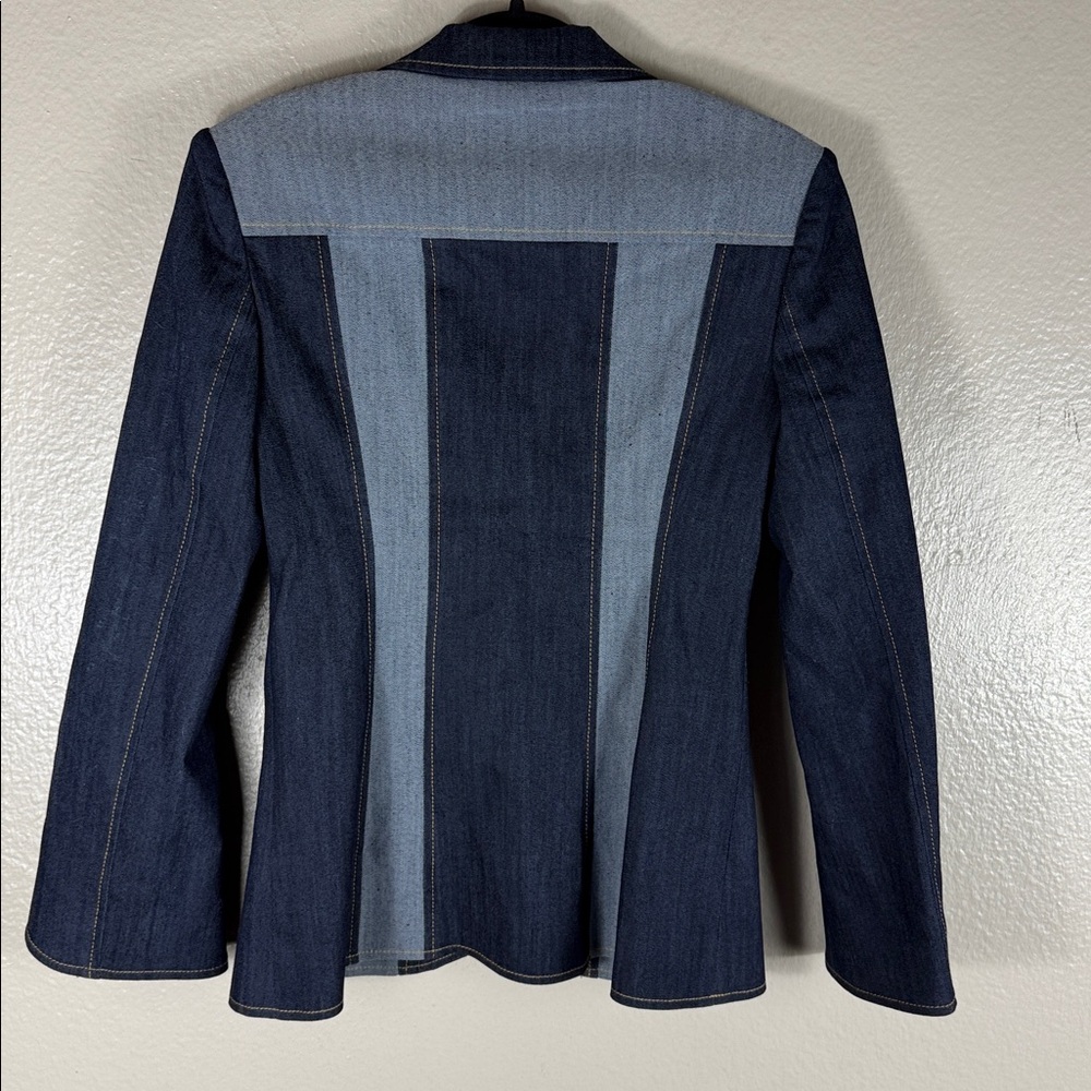 cinq a sept Two-Tone Dark and Light Denim Blazer - Picture 8 of 9